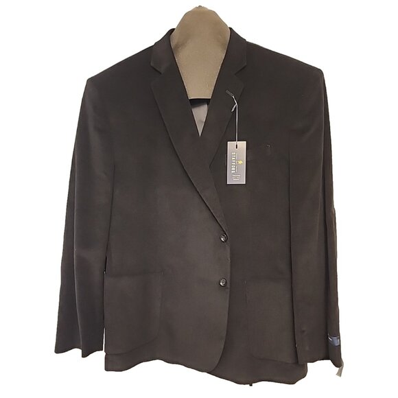 STAFFORD size 54 Big & Tall mens cotton corduroy blazer sport jacket coat black - Picture 1 of 6